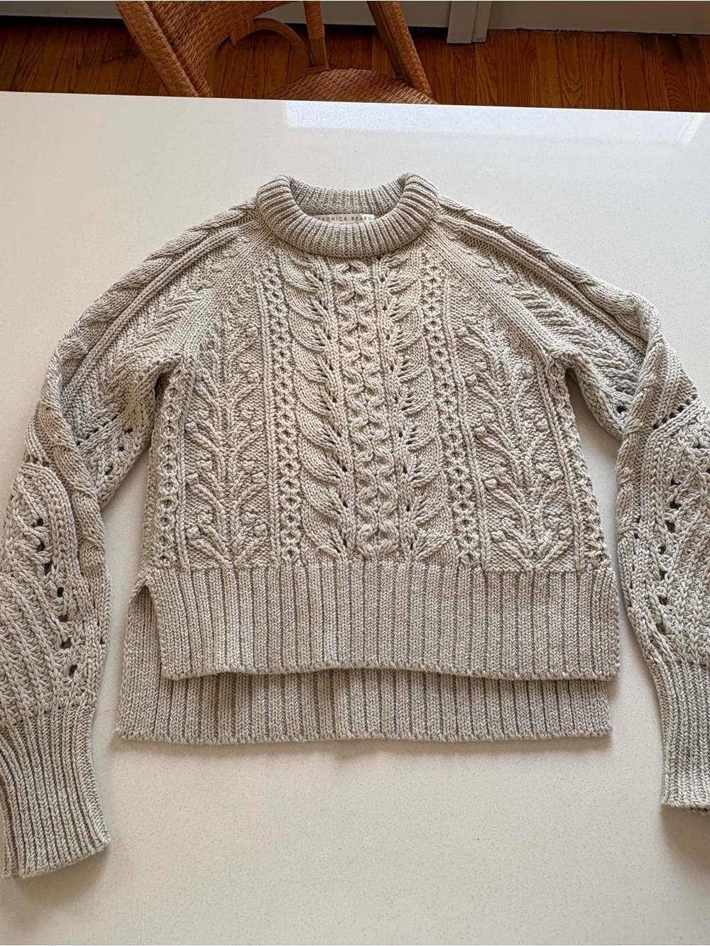 Veronica Beard sz xs light gray Cable Knit Sweater - Picture 2 of 5
